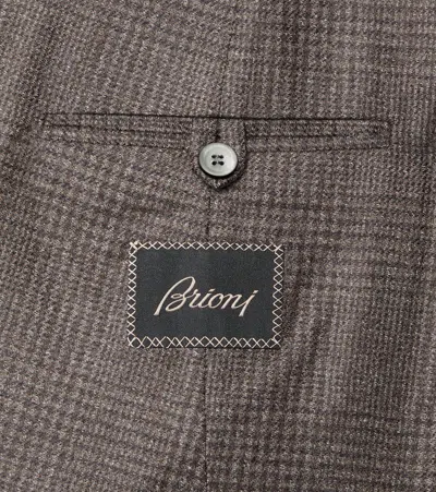 Brioni Prince Of Wales Check Wool Blazer In Brown