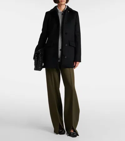 Gucci Wool Coat With Horsebit Buttons In Black