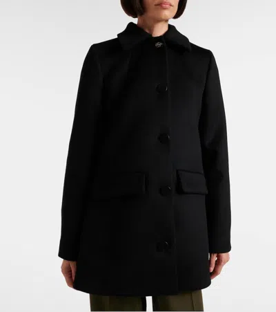 Gucci Wool Coat With Horsebit Buttons In Black