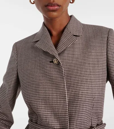 DOUBLE G格纹束带羊毛西装式外套