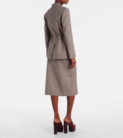 DOUBLE G格纹束带羊毛西装式外套