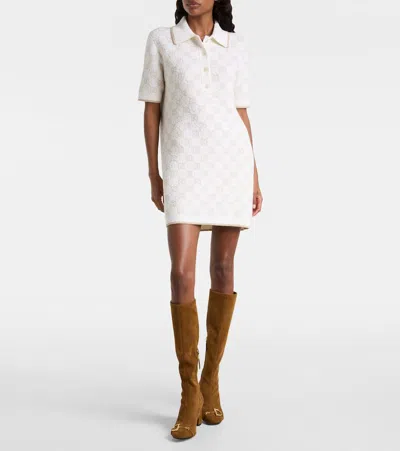 Gucci Gg-pattern Short-sleeve Mini Dress In White