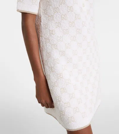 Gucci Gg-pattern Short-sleeve Mini Dress In White