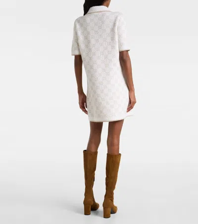 Gucci Gg-pattern Short-sleeve Mini Dress In White