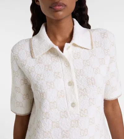 Gucci Gg-pattern Short-sleeve Mini Dress In White