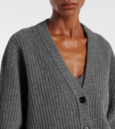 Gucci Womens Dusty Dark Grey Mc Oversized Rib Wool Knitted Cardigan Xs In Gray