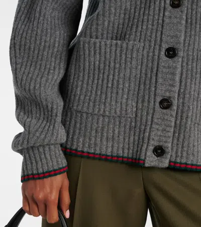 Gucci Womens Dusty Dark Grey Mc Oversized Rib Wool Knitted Cardigan Xs In Gray