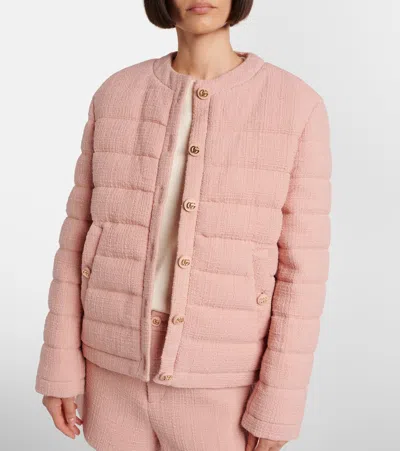 Gucci Padded Jacket With Quilted Texture And Pockets In Pink
