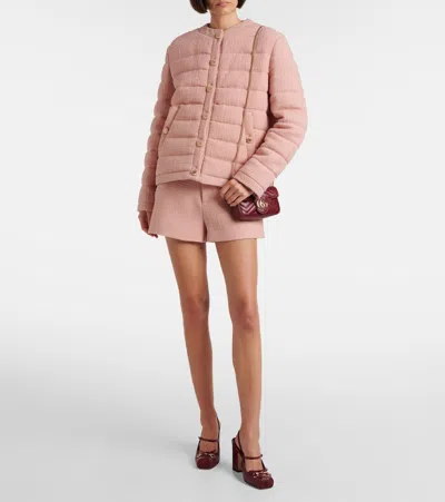 Gucci Padded Jacket With Quilted Texture And Pockets In Pink