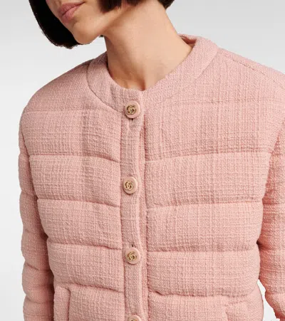 Gucci Padded Jacket With Quilted Texture And Pockets In Pink