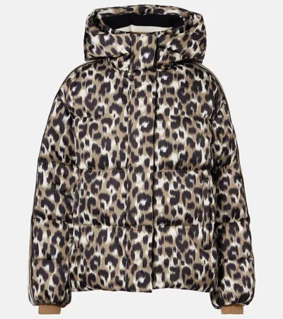 Fusalp Ada Leopard-print Down Ski Jacket In Brown