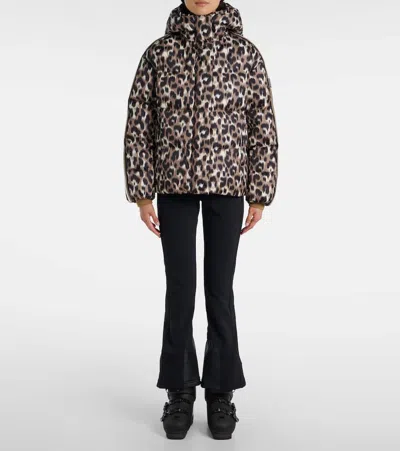 Fusalp Ada Leopard-print Down Ski Jacket In Brown