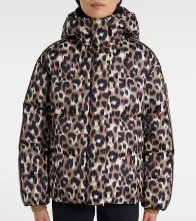 Fusalp Ada Leopard-print Down Ski Jacket In Brown