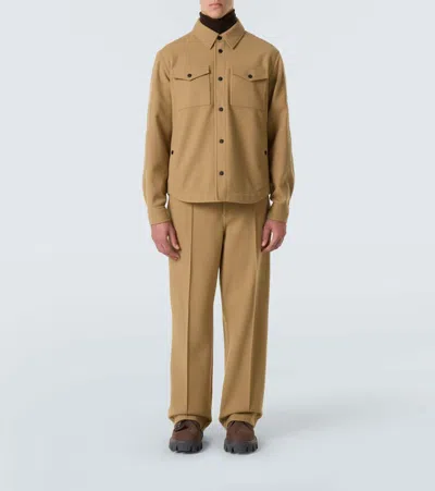Moncler Pleated Straight Pants In Brown