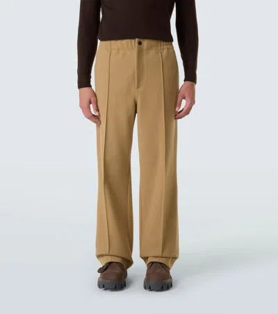 Moncler Pleated Straight Pants In Brown