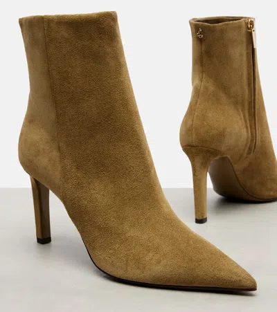 Jimmy Choo 85mm Frankie Pointed-toe Ankle Boots In Brown