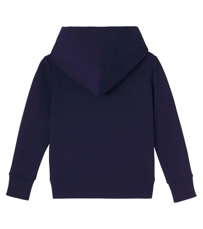 Gucci Logo Cotton Hoodie In Blue