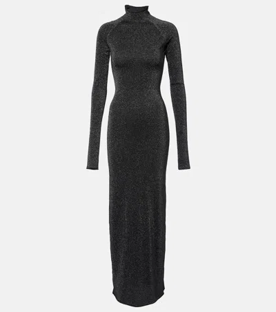Sir Chiano Long-sleeve Sparkly Knit Dress In Black