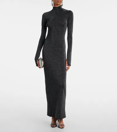 Sir Chiano Long-sleeve Sparkly Knit Dress In Black