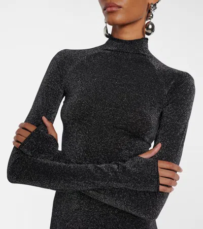 Sir Chiano Long-sleeve Sparkly Knit Dress In Black