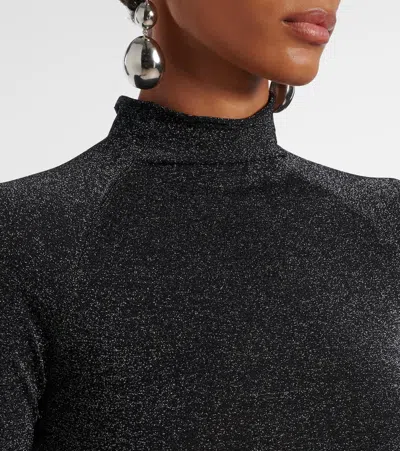 Sir Chiano Long-sleeve Sparkly Knit Dress In Black