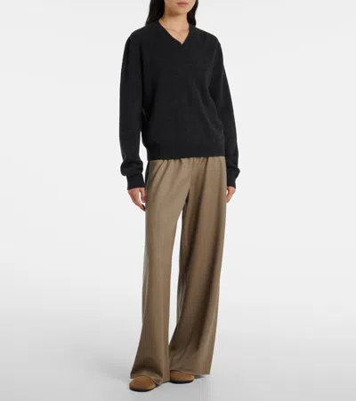 The Row Gala Virgin Wool Wide-leg Pants In Brown