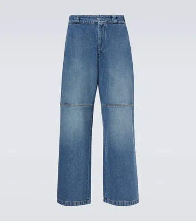 Plan C Faded Wide-leg Jeans In Blue