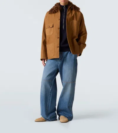 Plan C Faded Wide-leg Jeans In Blue