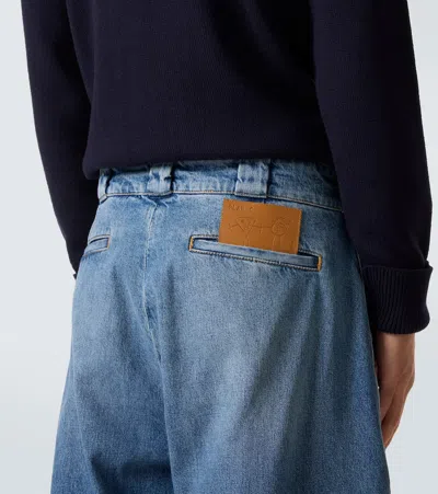 Plan C Faded Wide-leg Jeans In Blue