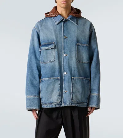 Plan C Denim Field Jacket In Blue