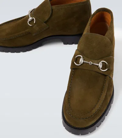 Gucci Ankle Boots With Chunky Sole And Buckle In Green