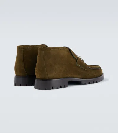 Gucci Ankle Boots With Chunky Sole And Buckle In Green