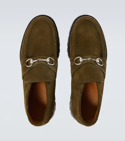 Gucci Ankle Boots With Chunky Sole And Buckle In Green