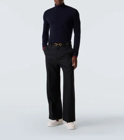 Gucci Men White Sneakers With Web Detail And Oversized Sole In Leather Man In White