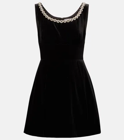 Self-portrait Godet Velvet Mini Dress Crystal Trim In Animal Print