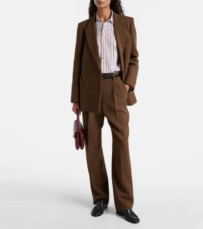 Blazé Milano Fox High-rise Virgin Wool Crêpe Wide-leg Pants In Multi