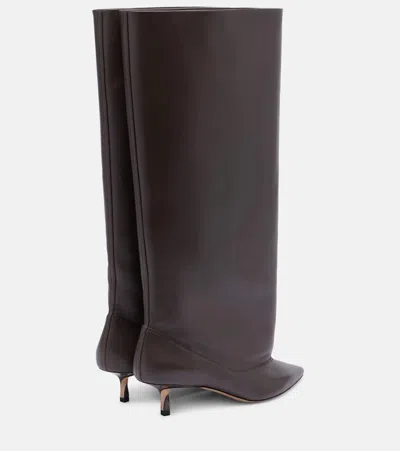 Jacquemus Brown Smooth Leather Wide The High Tourni Boots In Brown
