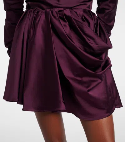 Ganni Asymmetrical Mini Skirt Satin Finish In Purple