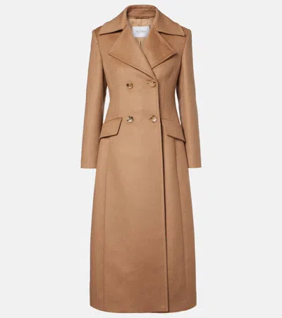 Max Mara Lepanto Long Double-breasted Coat In Brown