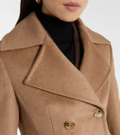 Max Mara Lepanto Long Double-breasted Coat In Brown