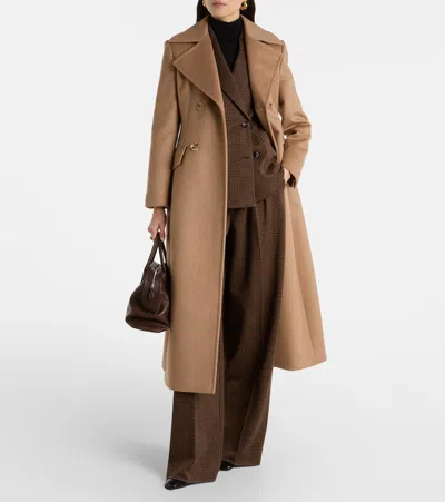 Max Mara Lepanto Long Double-breasted Coat In Brown