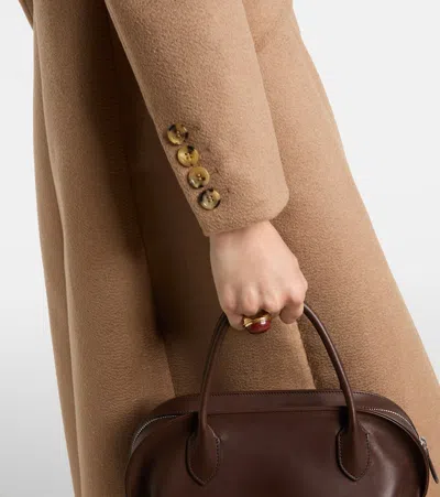 Max Mara Lepanto Long Double-breasted Coat In Brown