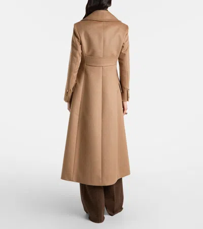 Max Mara Lepanto Long Double-breasted Coat In Brown