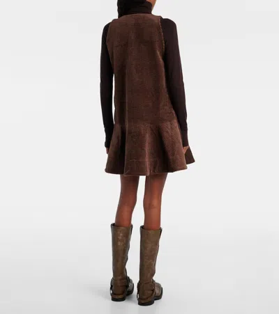 Ganni Cotton Corduroy Minidress In Brown