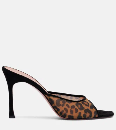 Amina Muaddi Alexa 95 Leopard-print Mesh Mules In Animal Print