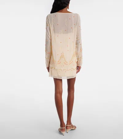 Xu Zhi Embellished Chiffon Minidress In Neutral