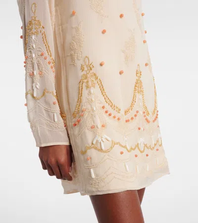 Xu Zhi Embellished Chiffon Minidress In Neutral
