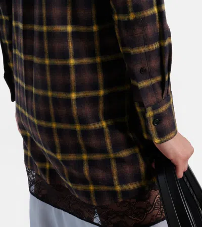 Coperni Mixed Media Long Sleeve Shirtdress In Brown