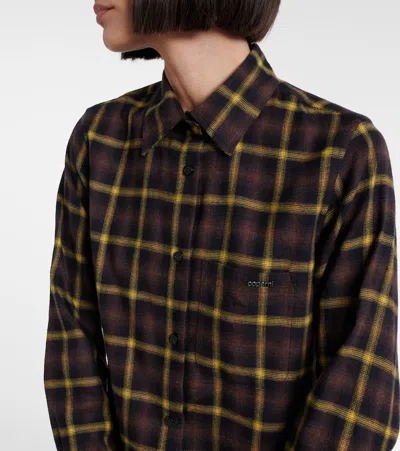 Coperni Mixed Media Long Sleeve Shirtdress In Brown