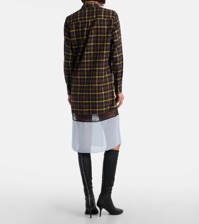 Coperni Mixed Media Long Sleeve Shirtdress In Brown